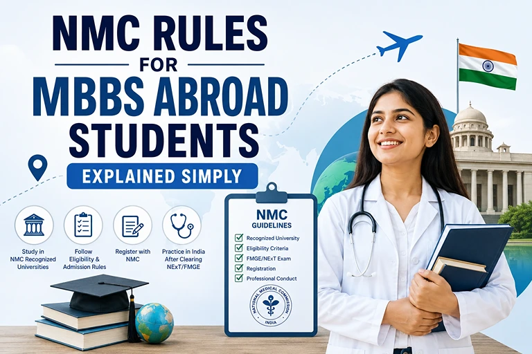 MBBS abroad student learning NMC rules and eligibility requirements for medical practice in India.