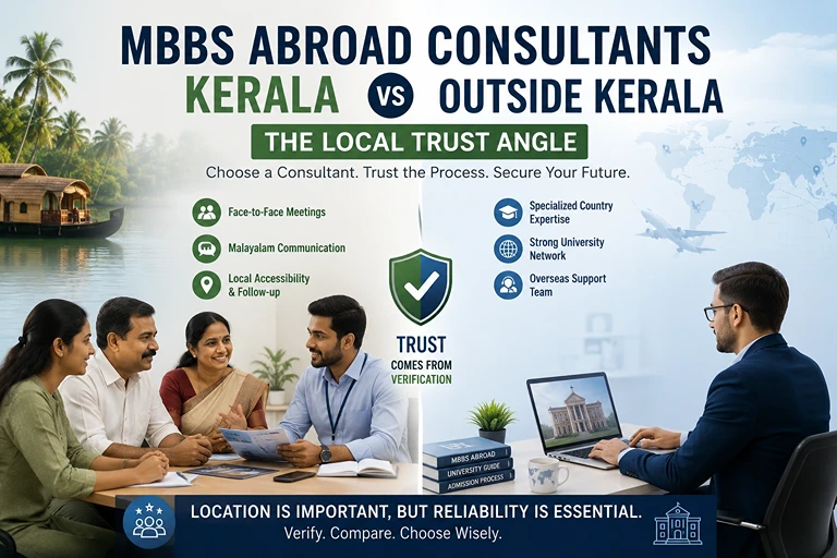 Kerala vs outside Kerala MBBS abroad consultants comparison.