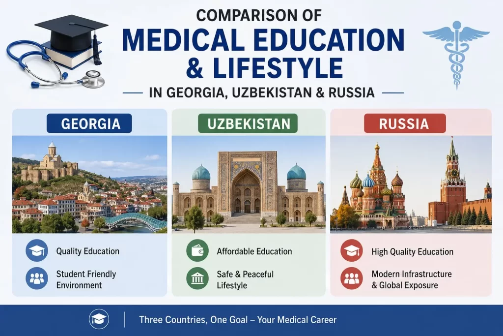 Comparison of medical education lifestyle in Georgia Uzbekistan and Russia