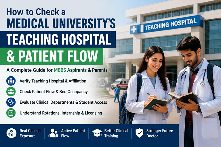 MBBS students checking teaching hospital and clinical training facilities