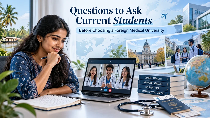 Student asking current medical students about studying medicine abroad
