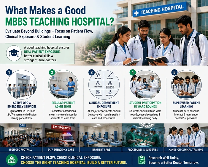 MBBS students learning through teaching hospital patient flow and clinical training